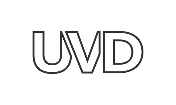 UVD logo design template with strong and modern bold text. Initial based vector logotype featuring simple and minimal typography. Trendy company identity.
