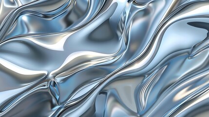 Abstract Metallic Swirls in Blue and Silver Tones