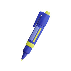 Blue and yellow marker pen isolated on a transparent background.