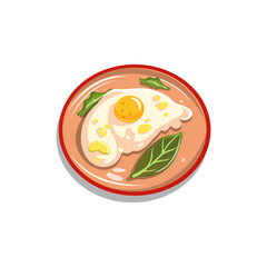 Omelette minimalist vector illustration ,simple transparent graphic element .Isolated on white background