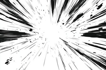 Dynamic manga motion effects with comic-style and explosive bursts on a clean white backdrop. Abstract illustration