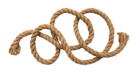 Jute. Twisted linen rope on a white background. Rope