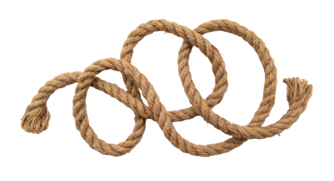 Jute. Twisted linen rope on a white background. Rope