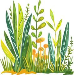 Grass isolated on transparent background. PNG