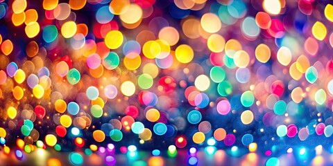 Naklejka premium Soft blurred background of colorful bokeh lights for festive celebration events, festive, colorful, bokeh, lights, background