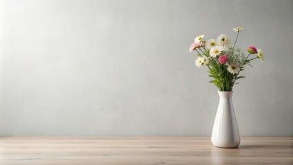 Minimalist table decor featuring a simple vase of flowers, minimalist, table decor, vase, flowers, home
