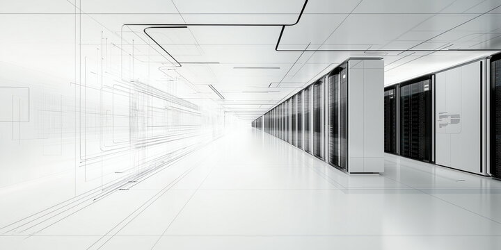 Data server , data center architecture and design, the concept. State of the art white data center.
