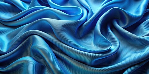 Fototapeta premium Blue waves of fabric creating a beautiful abstract background , blue, waves, fabric, abstract, background, bright, dynamic