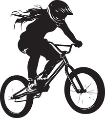Fototapeta premium bmx riding girl bicycle bike silhouette