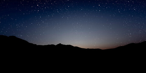 a Night sky panorama with stars and moon