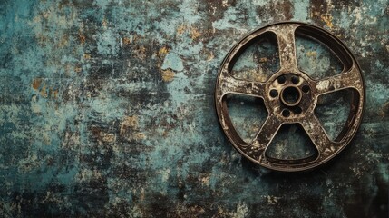 Obraz premium Retro Film Reel with Grunge Texture Overlay - Vintage Media Stock Photo