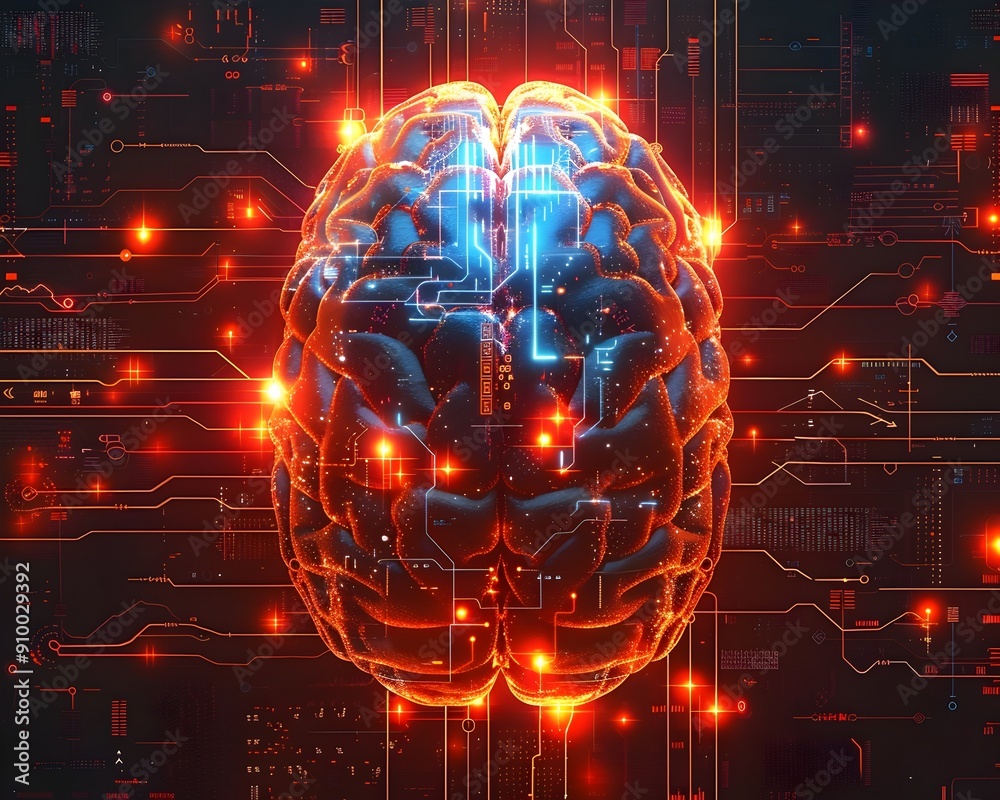 Poster the digital brain interactive technology and user interfaces highlight cognitive processes
