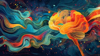 Colorful Brain Symbolizing Creativity and Diverse Thinking Brain Concept Digital Artwork