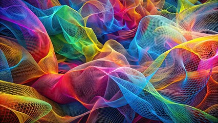 Fototapeta premium Abstract chaotic color mesh background, abstract, colorful, vibrant, chaotic, pattern, mesh, texture, design, artistic