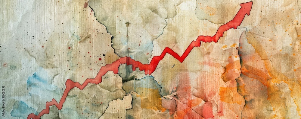 Poster A dynamic visual representation of growth, featuring a bold upward trend line against a textured background.