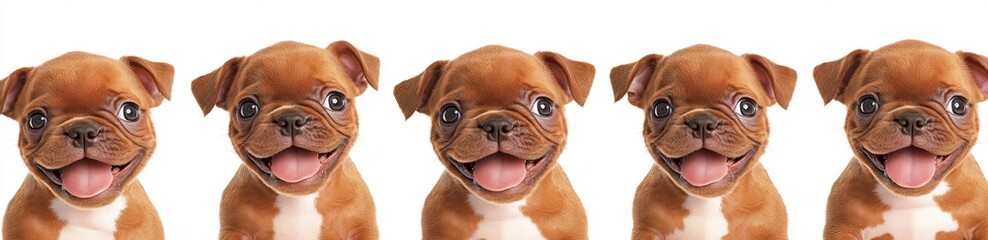 Obraz premium French bulldogs (lying, sitting, portrait, standing) with a white background.