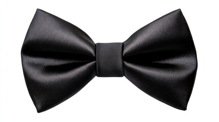 Sophisticated black satin bow tie isolated on white view