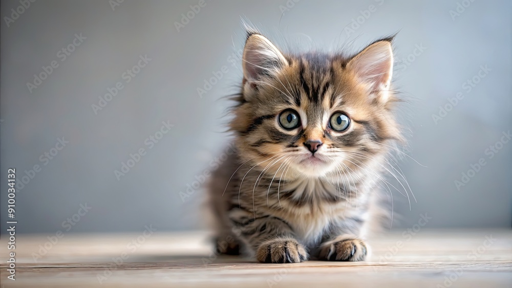 Canvas Prints Adorable fluffy kitten with big curious eyes exploring its surroundings , cute, curious, kitten, small, furry, pet, animal