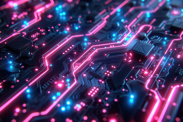 Obraz premium High-tech encryption visualized as a complex maze of glowing lines and nodes, symbolizing secure data paths. Virtual world of data and technology. Concept AI futuristic technology, innovation