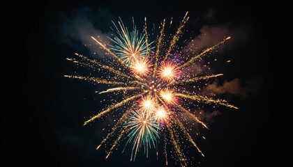 Fototapeta premium Festive Fireworks Display at a Night Party Event