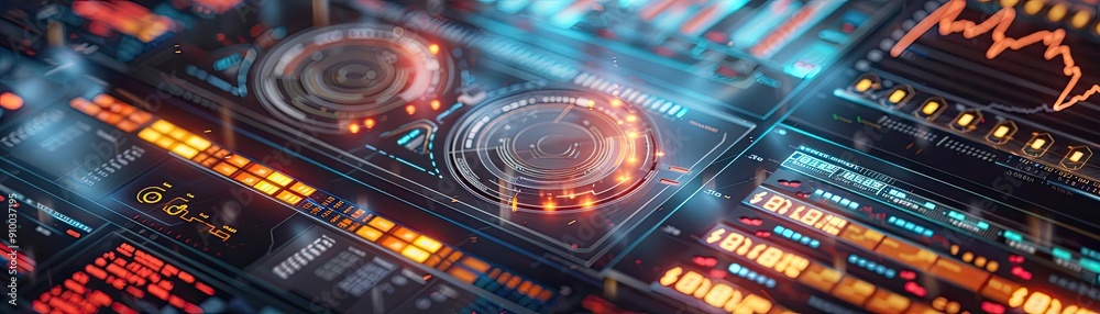 Aufkleber Futuristic digital interface displaying complex data. Ideal for technology and finance concepts.