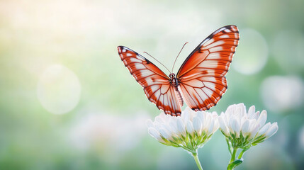 Fototapeta premium Captivating macro shot of a colorful butterfly resting on a vibrant flower, showcasing nature's beauty. Ideal for nature-themed projects and designs.