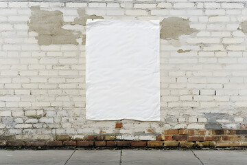 Blank White Wheatpaste Paper Poster Mockup on Brick Wall