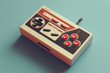A classic retro-style game controller with red buttons