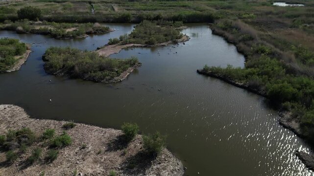 aerial view of Marjal dels Moros in Sagunt,Pucol, Valencia, Spain. Bird watching