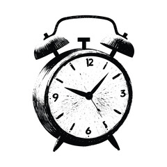 Classic Alarm Clock Line Drawing Vintage Illustration