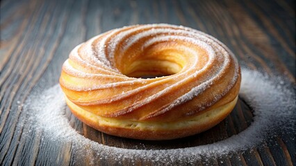 Abstract and elegant close-up of a sugar swirl doughnut, dessert, sweet treat, temptation, food photography