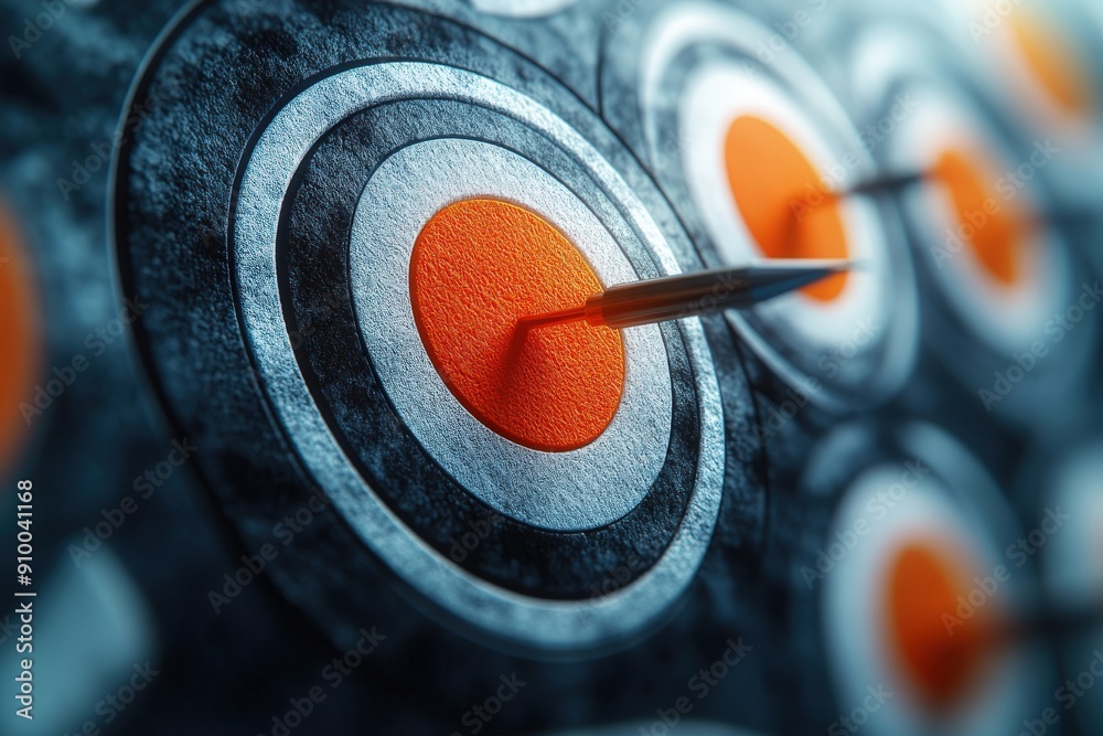 Sticker marketing online with analytics targeting: a detailed 3d render of targeting techniques in analytics