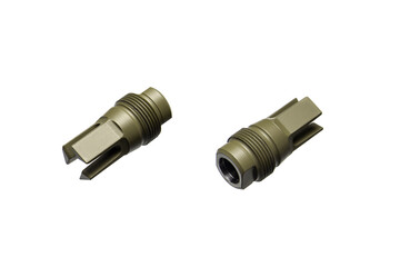 Muzzle brake compensator. Device for compensating for barrel toss. Isolate on a white back.