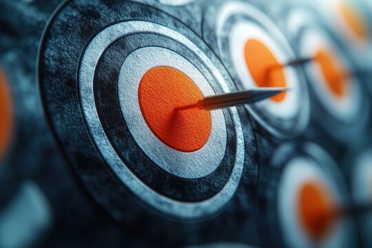 Marketing online with analytics targeting: A detailed 3D render of targeting techniques in analytics, featuring audience segmentation, user persona development, and targeted ad placement. The visual