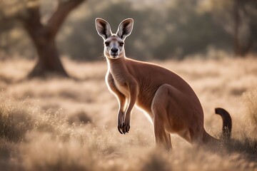Fototapeta premium kangaroo red white animal aussie australia australian baby background brown ear fur hop isolated leg male mammal marsupial nature outback pouch wallaby wild wilderness wildlife