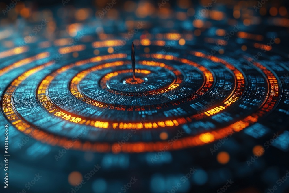 Sticker marketing online with digital targeting: a detailed 3d render of digital targeting techniques, inclu