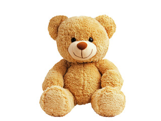 Obraz premium A cute and fluffy brown teddy bear seated, symbolizing comfort and childhood innocence, perfect for children's gifts and décor.