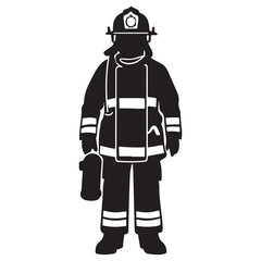 Firefighter vector, logo, icon, silhouette design template black and white