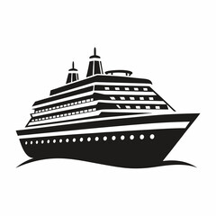 Big Cruise Ship Clip Art - Flat, Monochrome & Color