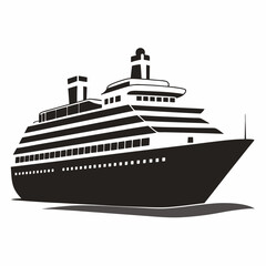 Big Cruise Ship Clip Art - Flat, Monochrome & Color