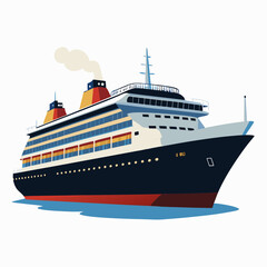 Big Cruise Ship Clip Art - Flat, Monochrome & Color