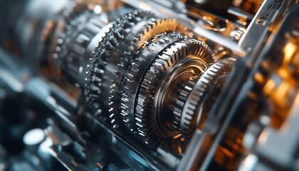 Fototapeta premium Close-Up Photo of Sustainable Engineering Featuring a Wind Turbine Gearbox with Intricate Components