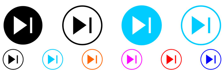 Music player icon set with play, pause, next, previous like and settings symbol in black and white color. Media Player Buttons icon set, Play and pause buttons sign, Video Audio Player button symbo...