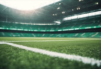 Stadium Green Football field Soccer Top View Grass Court Ground Pitch Aerial Texture Line Terrain Playground Area Goal Ball Graphic Design Background Empty White Plan Center Game