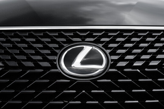 KIROV, RUSSIA - MAY 29, 2024 Lexus logo, close up view, luxury car dealer and manufacturer, global automobile manufacture