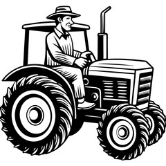 A farmer drive on Tractor white background 