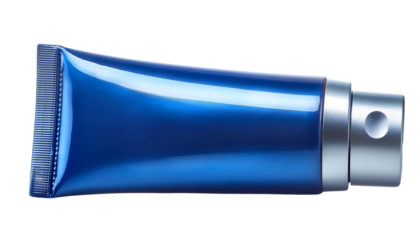 Blue cosmetic tube isolated on a white background, ideal for beauty and skincare product presentations.