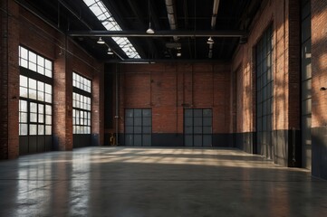 spacious empty industrial warehouse interior
