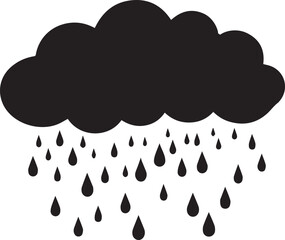 Silhouette of clouds with rain vector icon, cloud with drops silhouette
