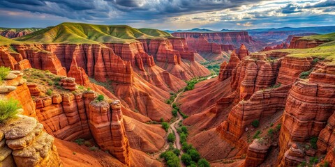 Breathtaking ruby red canyon with steep cliffs, red, canyon, cliffs, rocky, rugged, landscape, nature